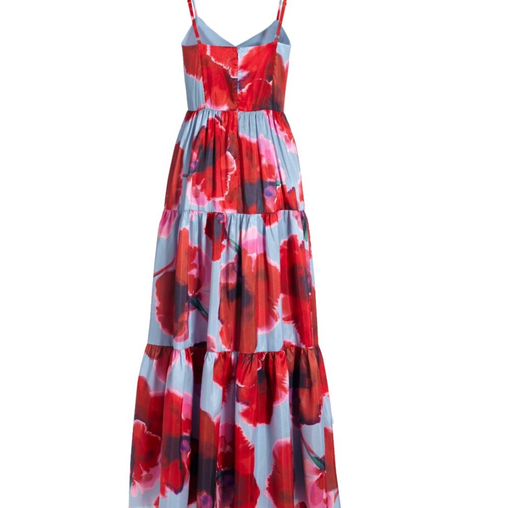 Boston Proper Watercolor Floral Tiered Maxi Gown Size 10 - Picture 3 of 9